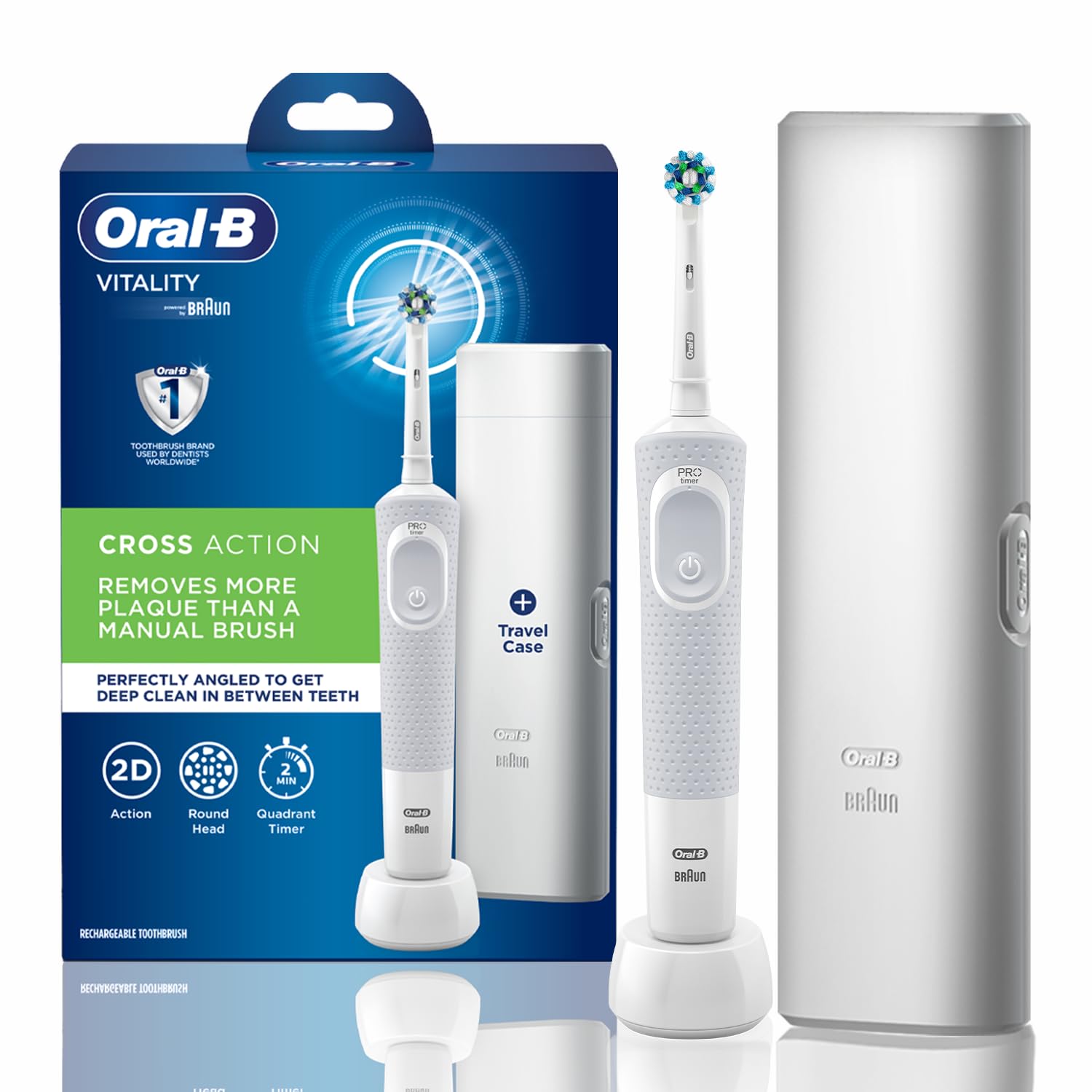 Oral B Vitality 100 Blue Criss Cross Electric Rechargeable Toothbrush  Powered 